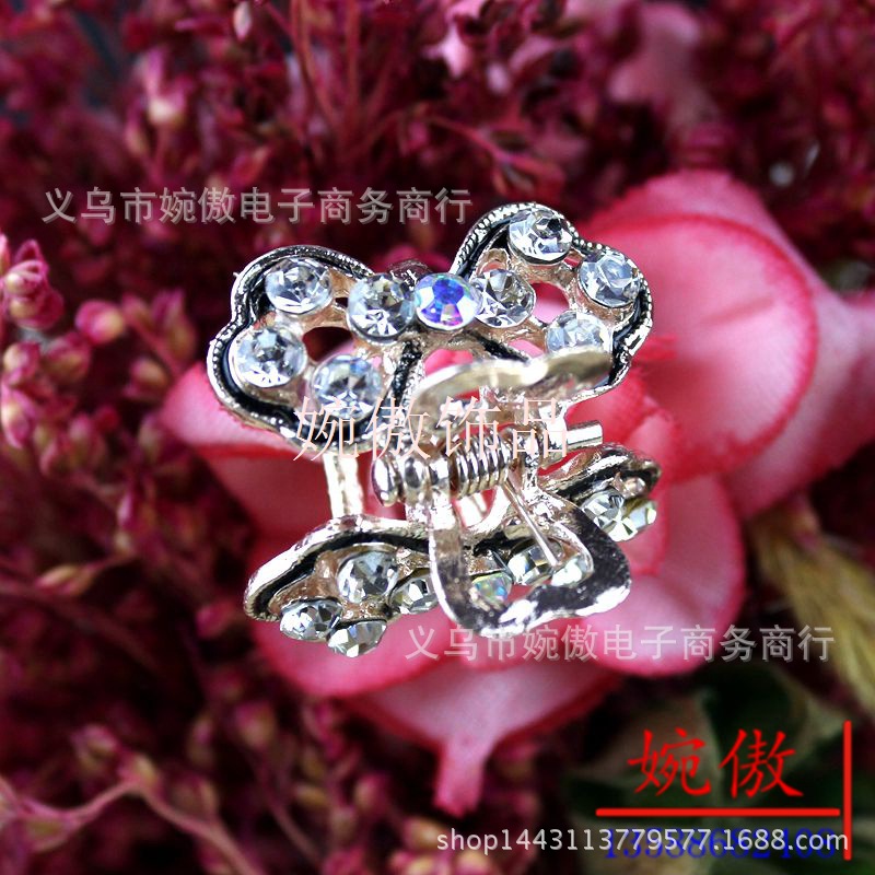 Alloy diamond-encrusted small claw clips, grab clips, hair clips, gold and silver, Yiwu two-yuan store small commodity headwear wholesale pic 13