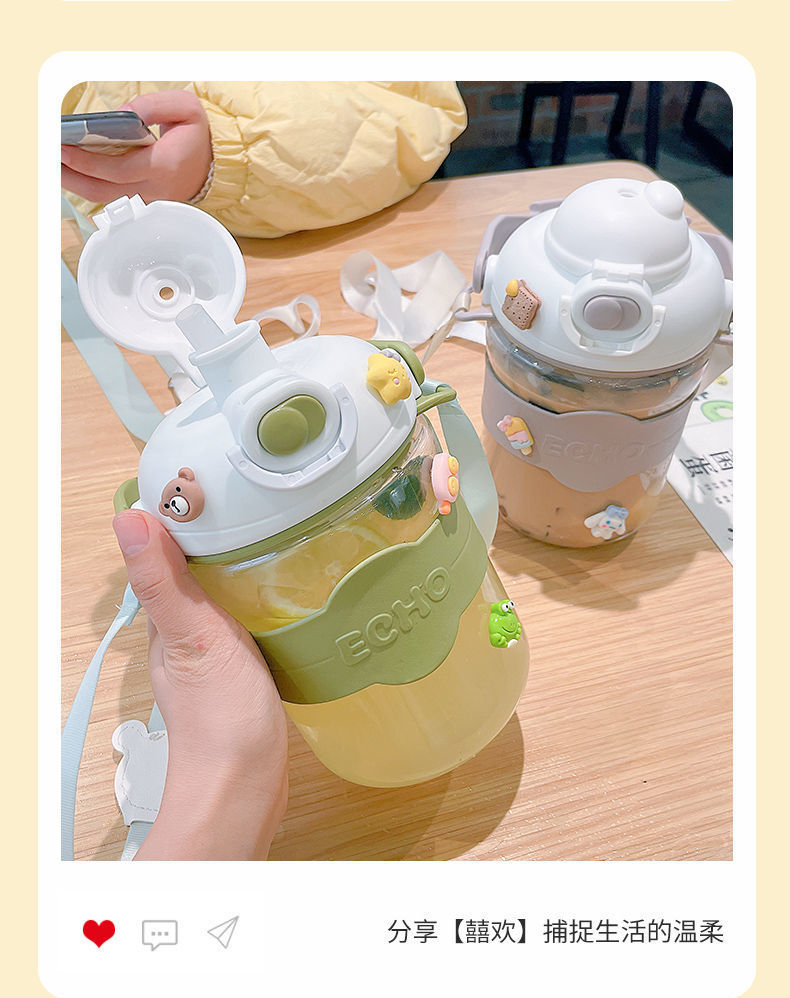 水杯女生高颜值运动水壶耐高温带吸管便携夏季1升杯子详情3