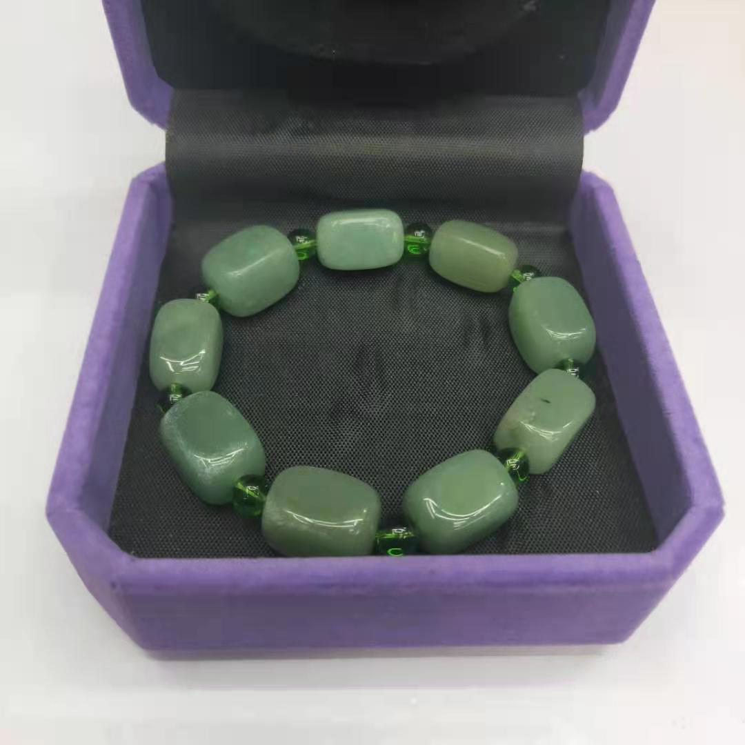 diy natural Dongling jade square irregular combination bracelet, Green Dongling bracelet manufacturer wholesale pic 7