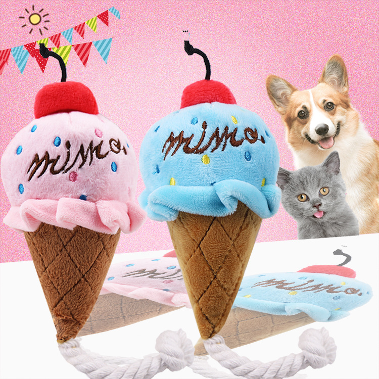 Pet toys: two-color ice cream sound-making toys, pink and blue pet dog toys, cat toys pic 2