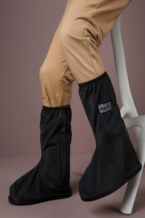 Wholesale of upgraded rainproof shoe covers, high-top thick-soled cycling outdoor waterproof shoe covers in black and white pic 18