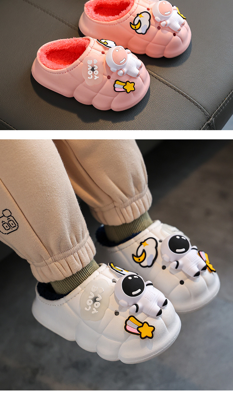 儿童棉拖鞋男童冬女童小孩婴幼儿室内居家宝宝防滑毛毛包跟棉鞋冬详情17