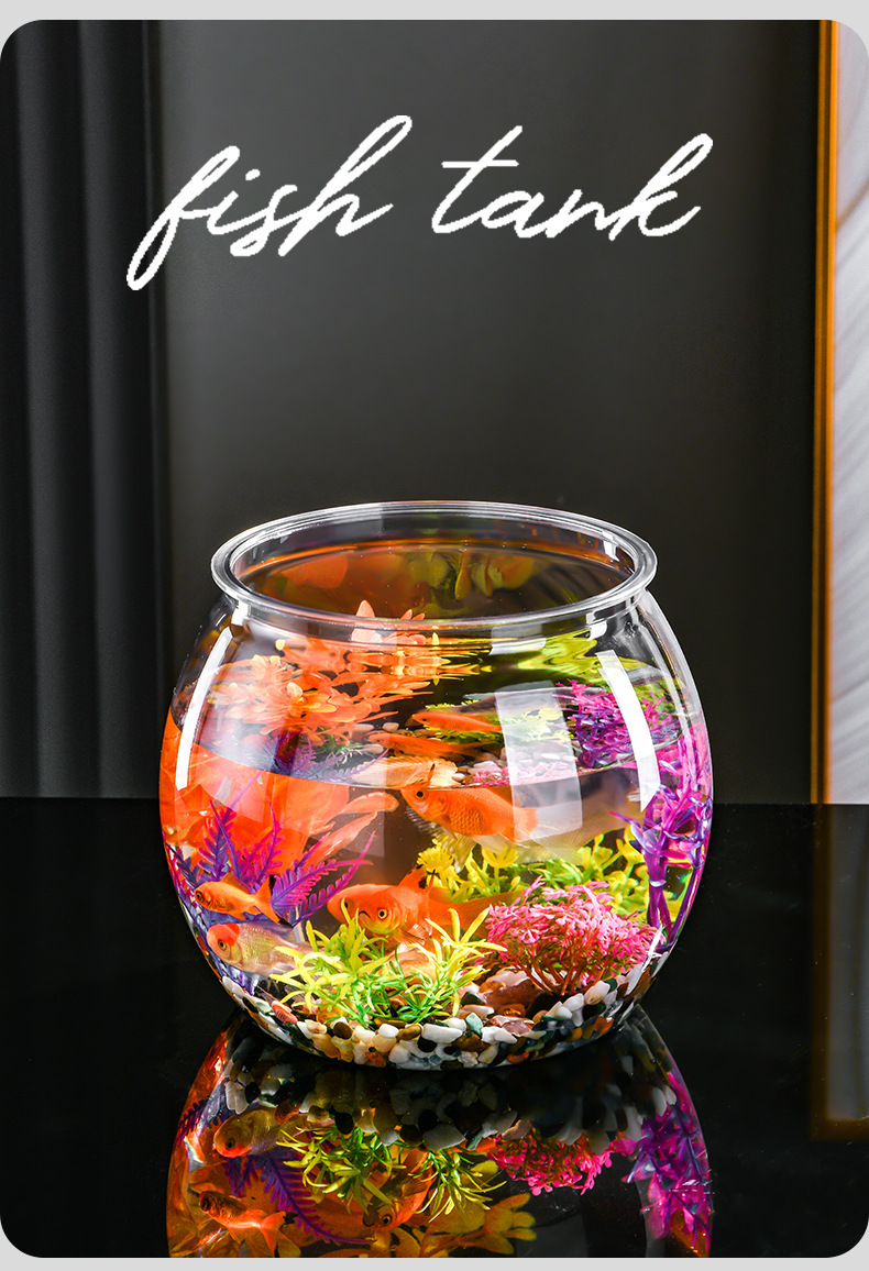 Plastic transparent goldfish tank, guest table, transparent small fish tank, round and unbreakable, office ornamental tank, turtle tank pic 17
