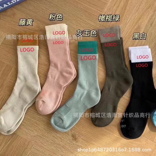 苏万耐剋斯特拼接假两件双层袜子棉袜中长筒男女袜毛巾底运动批发详情3