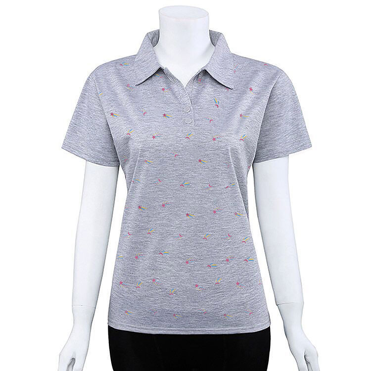 夏装新款妈妈翻领短袖棉T恤衫中老年女装大码T恤衫中年女士上衣详情9