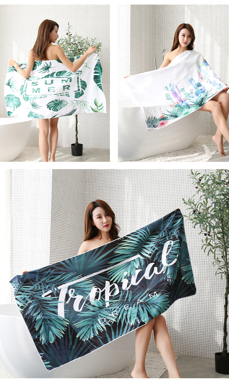 超细纤维长方形沙滩巾数码印花海滩度假毛巾浴巾来图可定制详情8