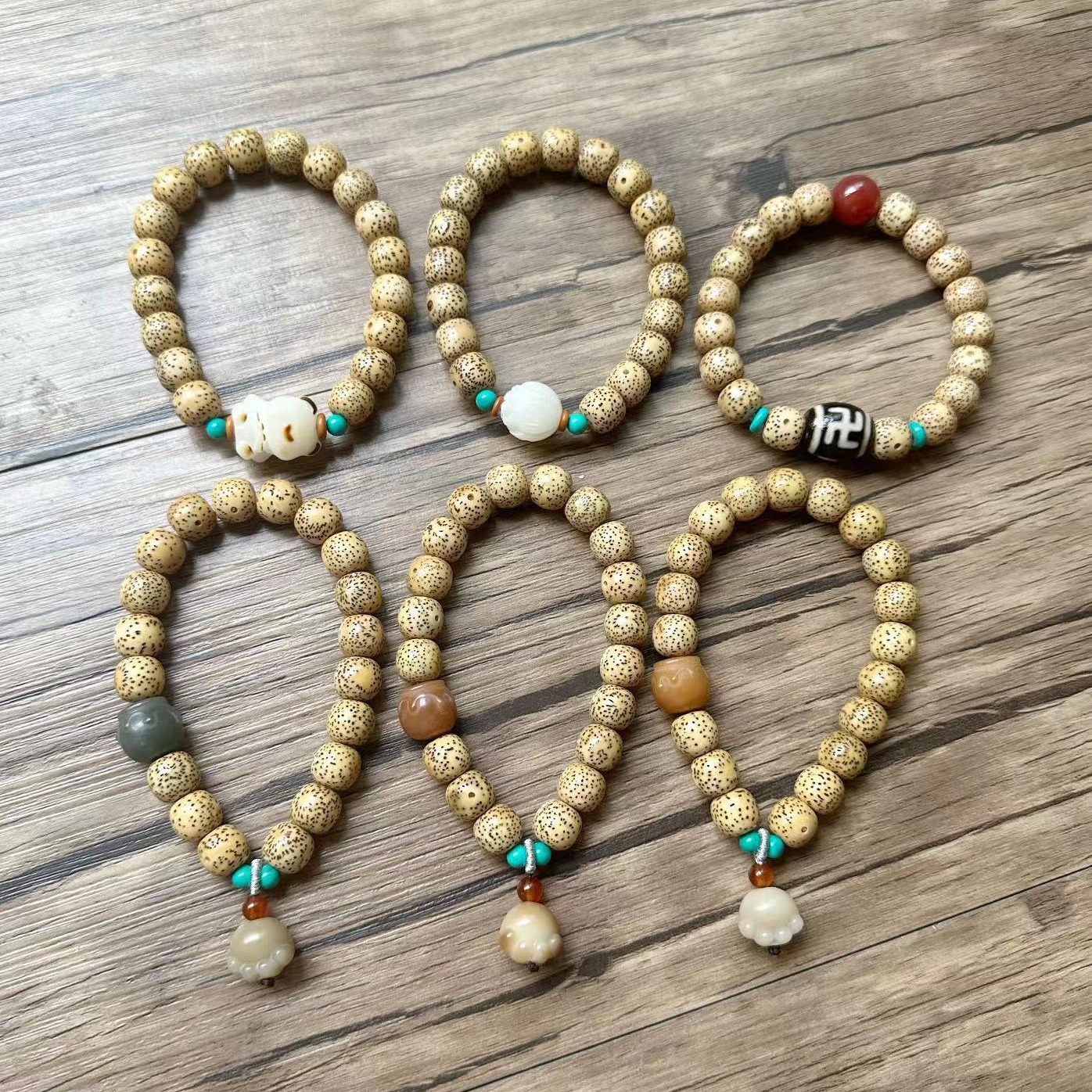 原生态星月菩提佛珠手串 星月菩提108颗佛珠海南黄金籽菩提念珠多圈手串玛瑙天珠文玩批发详情8