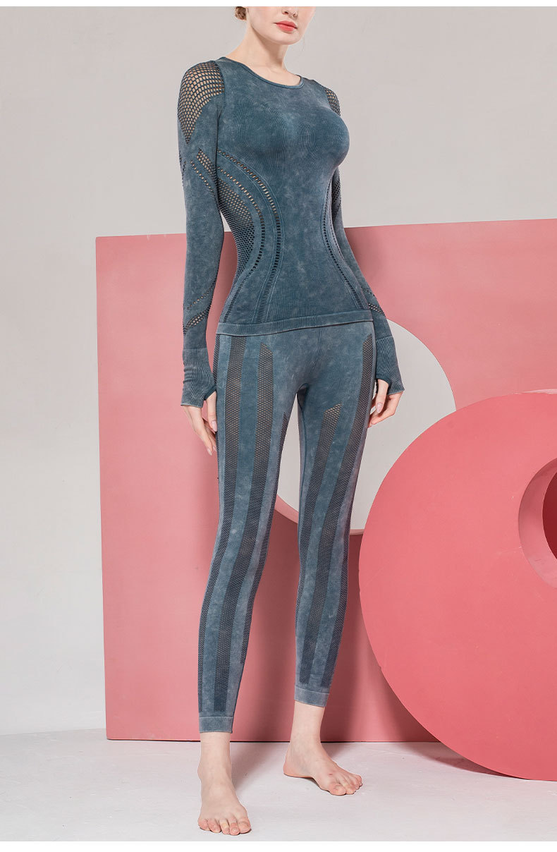 现货！欧美爆款镂空高弹长袖健身服水洗紧身外穿运动上衣瑜伽服女详情37