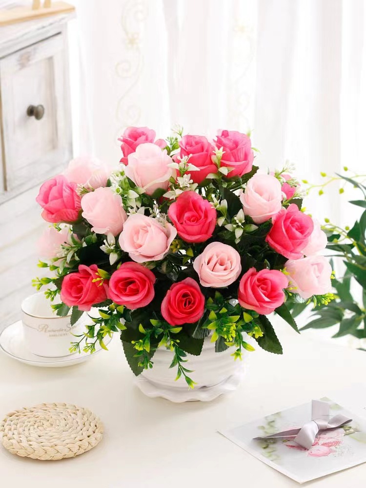 客厅工艺品摆设塑料假花仿真干花束装饰盆栽餐桌绢花茶几摆件花艺详情6