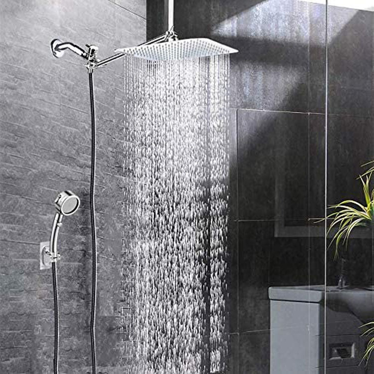 Foreign trade European and American stainless steel shower head set, 3-function handheld showerhead, 10-inch top shower head arm set pic 7