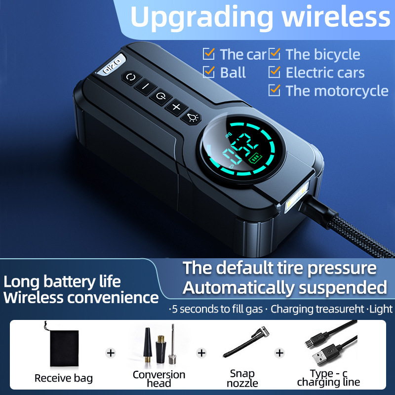 Wireless portable car air pump, car type electric vehicle tire, 12v high-power air pump pic 3