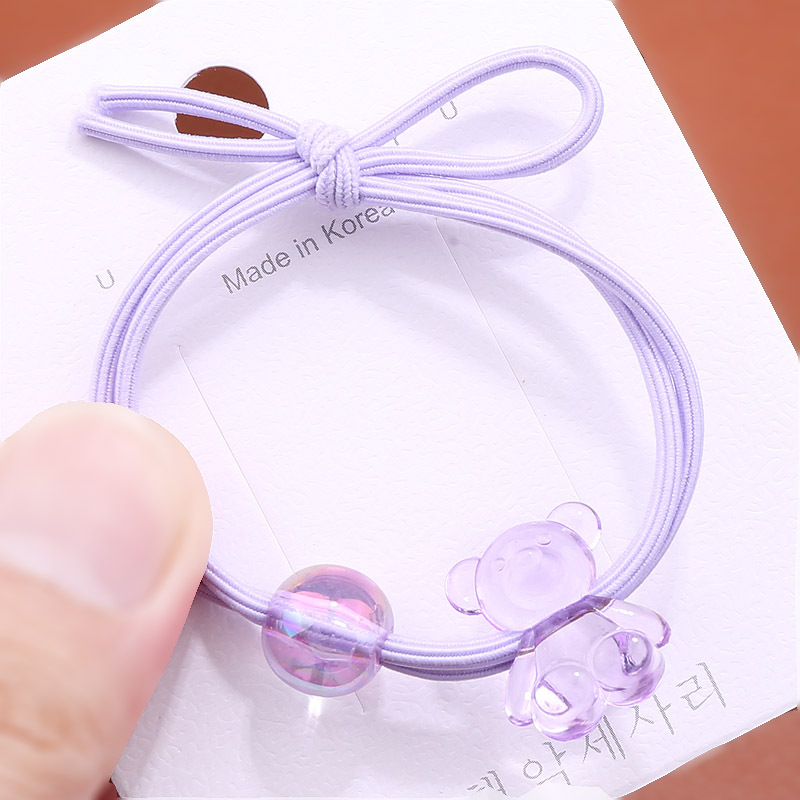 Korean version of ins hair band, acrylic cartoon crystal bear hair tie, female student 2-yuan rubber band hair tie and bracelet, dual-purpose pic 9