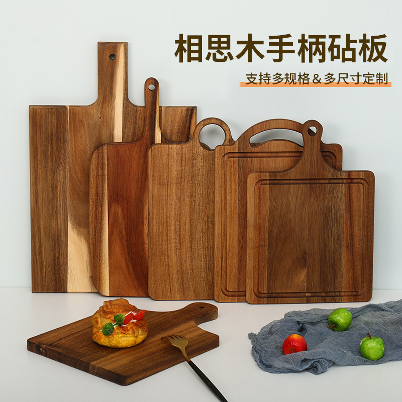 手柄可悬挂相思木砧板定制亚马逊多规格合欢木菜板实木切菜板批发444详情1