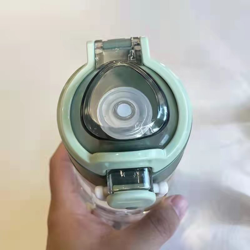 欣贝迪运动健身大容量弹跳盖塑料吸管杯男女学生便携防漏防摔夏季手提带刻度水壶500ML详情11