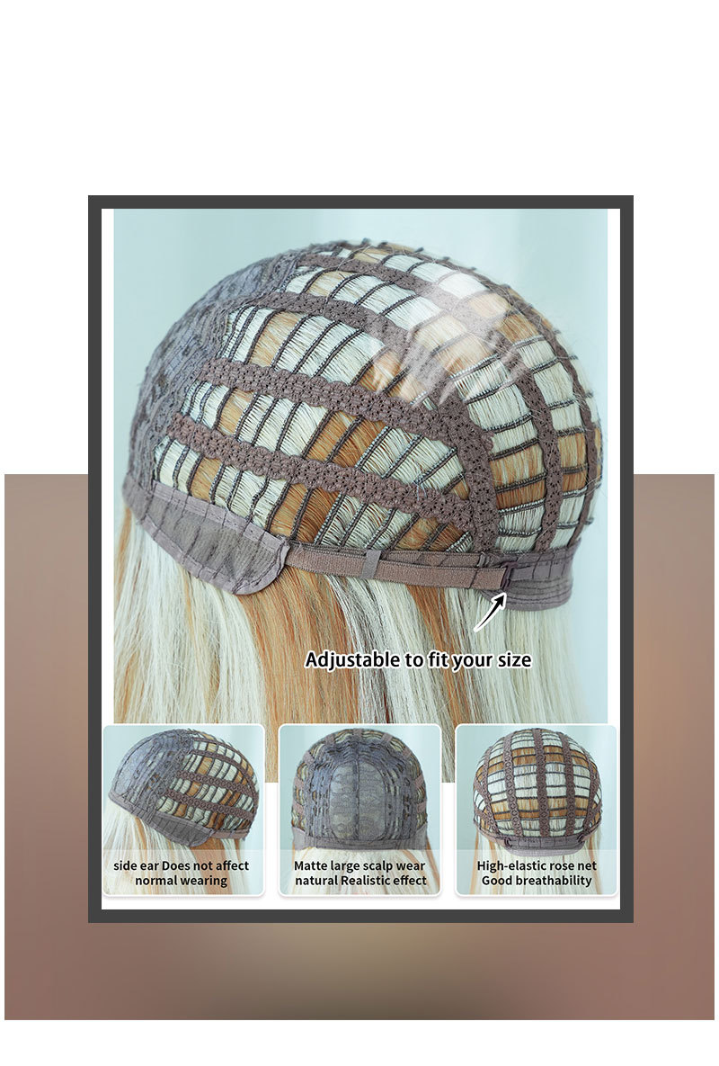 A cross-border Wig blogger on Xiaohongshu, a wig for women with long straight hair, highlights dyed beige lolita, and a full synthetic fiber wig pic 14