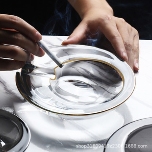 欧式水晶烟灰缸玻璃家用烟碟潮流客厅男办公室烟灰缸圆形公司礼品详情12