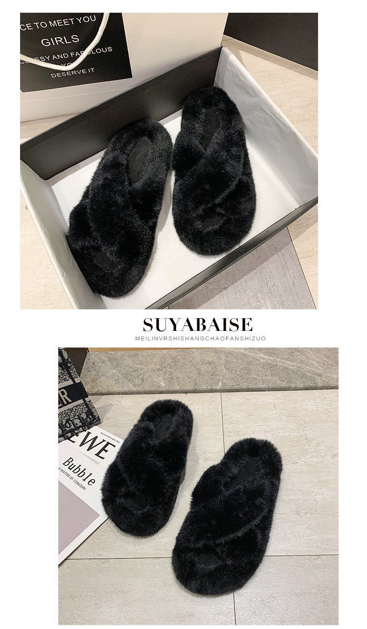 踩屎感棉拖鞋女秋冬韩版网红外穿平底防滑居家软底大码棉拖一字拖详情6