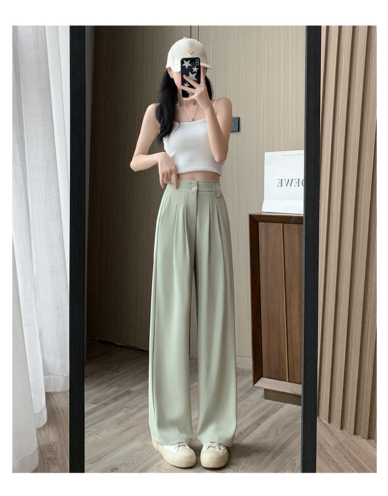 王奕婷同款西装阔腿裤女春秋夏显瘦垂感梨形身材双扣休闲直筒拖地详情14