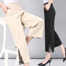 The 2022 new summer mom dress for middle-aged and elderly people aged 40 and 50 short-sleeved chiffon dress is elegant and stylish, making them look younger and slimmer pic 19