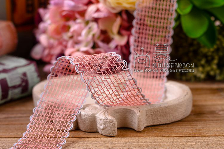 Korean hollowed-out snow gauze, colorful edge wavy mesh belt, bow hair accessory DIY material, hat hollowed-out belt pic 11