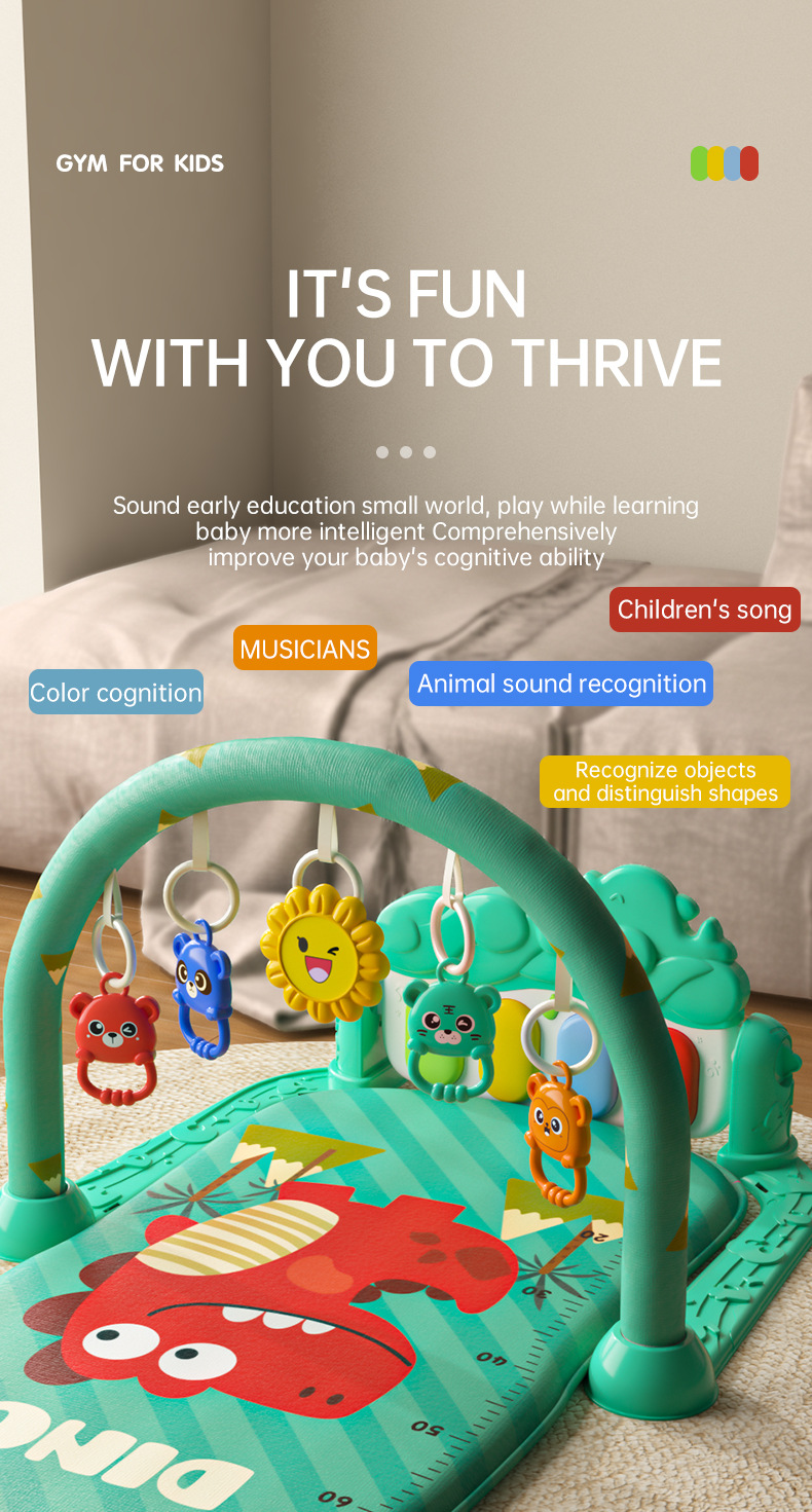 跨境热销婴儿脚踏琴玩具宝宝多功能音乐健身架爬行垫新生儿游戏垫详情5