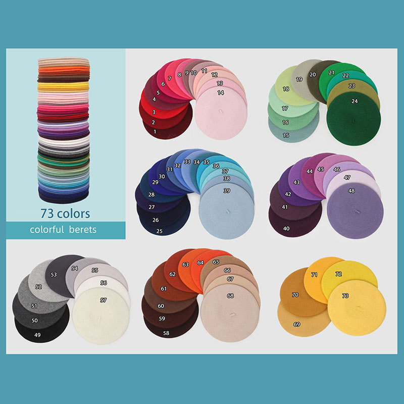 外贸现货成人秋冬天羊毛beret针织贝雷帽画家帽毛呢蓓蕾帽女帽子详情1