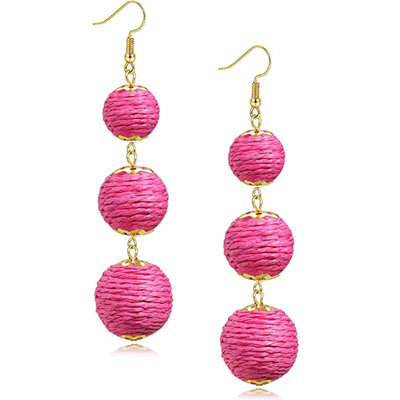 New cross-border earrings from Europe and America: Barbie pink best-selling set, rose red geometric versatile summer earrings for women with a vacation style pic 21
