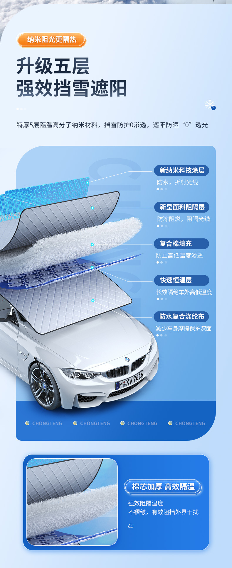 Car snow shield, anti-freezing and windproof car cover, front windshield cover, snow shield, winter products, car sun visor pic 23