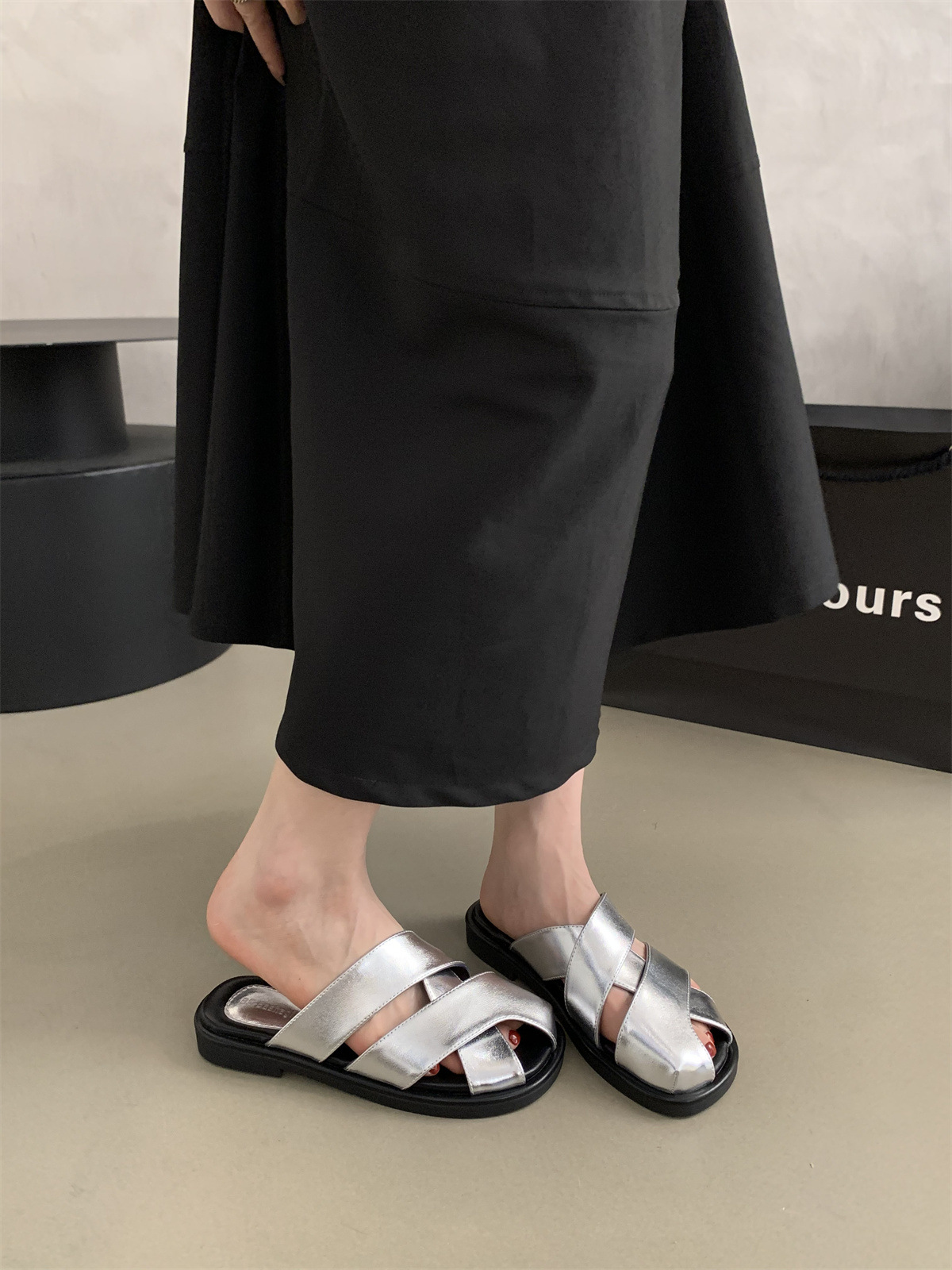 女士包头半拖鞋女夏外穿新款仙女风海边度假沙滩平底法式罗马凉拖详情15