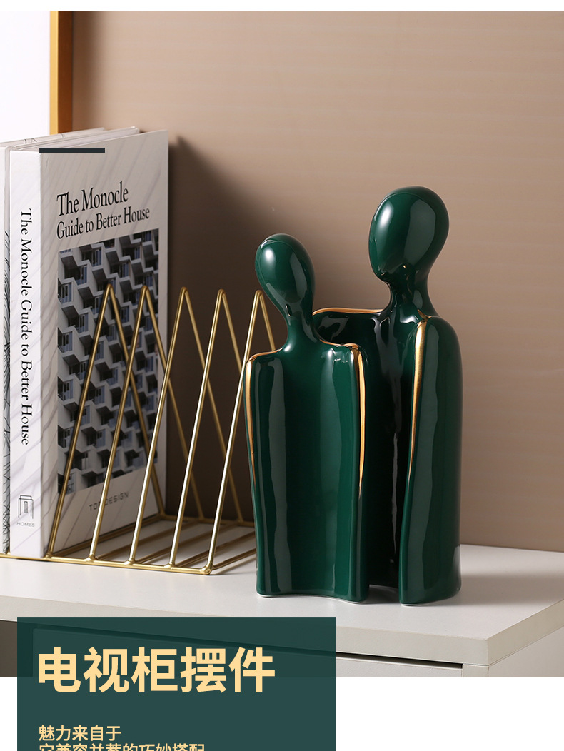 Modern creative abstract figure ceramic handicrafts, living room TV cabinet, wine cabinet, decorative items, artistic ornaments, souvenirs pic 2