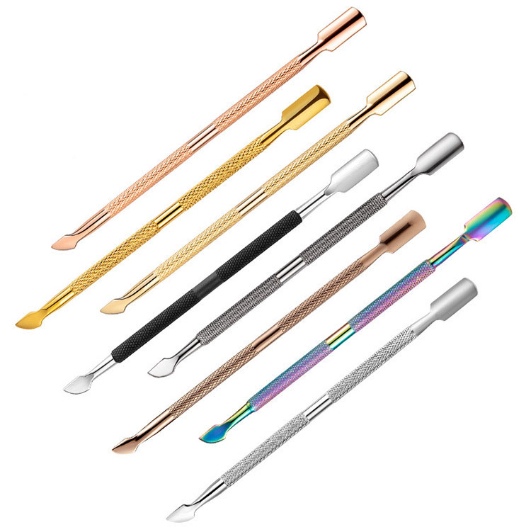A popular foreign trade nail steel pusher for removing dead skin, a professional hand nail tool, a steel pusher with a sharp fork edge nail salon pic 6