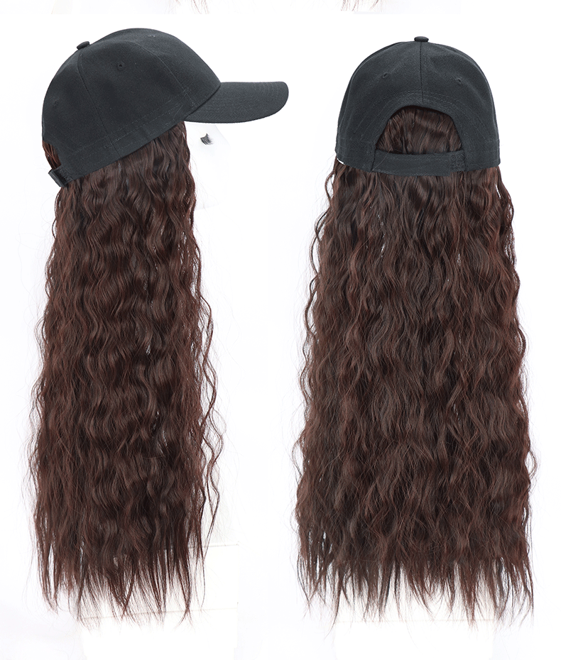 Wholesale of wigs for women, long curly hair, popular wool curls, fashionable baseball caps, new-style hats and wigs in one piece from the manufacturer pic 9