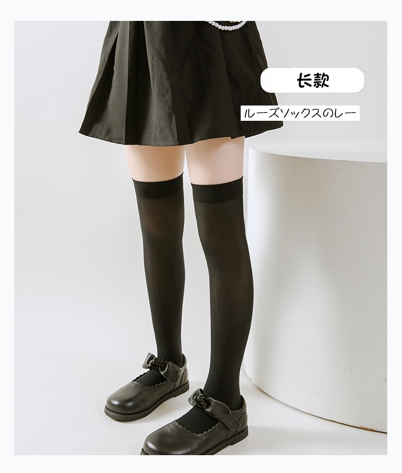 六一薄款儿童中筒袜过膝天鹅绒条纹小腿袜春夏女童白色长筒袜批发详情9