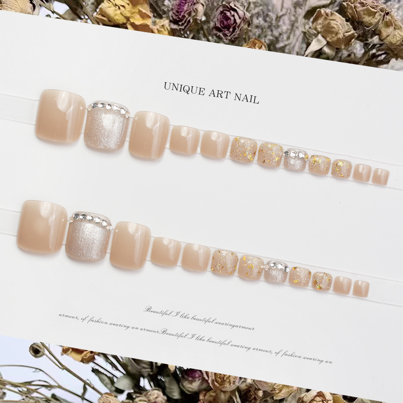 JZ-135 Wearable nail Art nail plate wholesale matte gold edge French toenail stickers detachable pieces waterproof toenails pic 19
