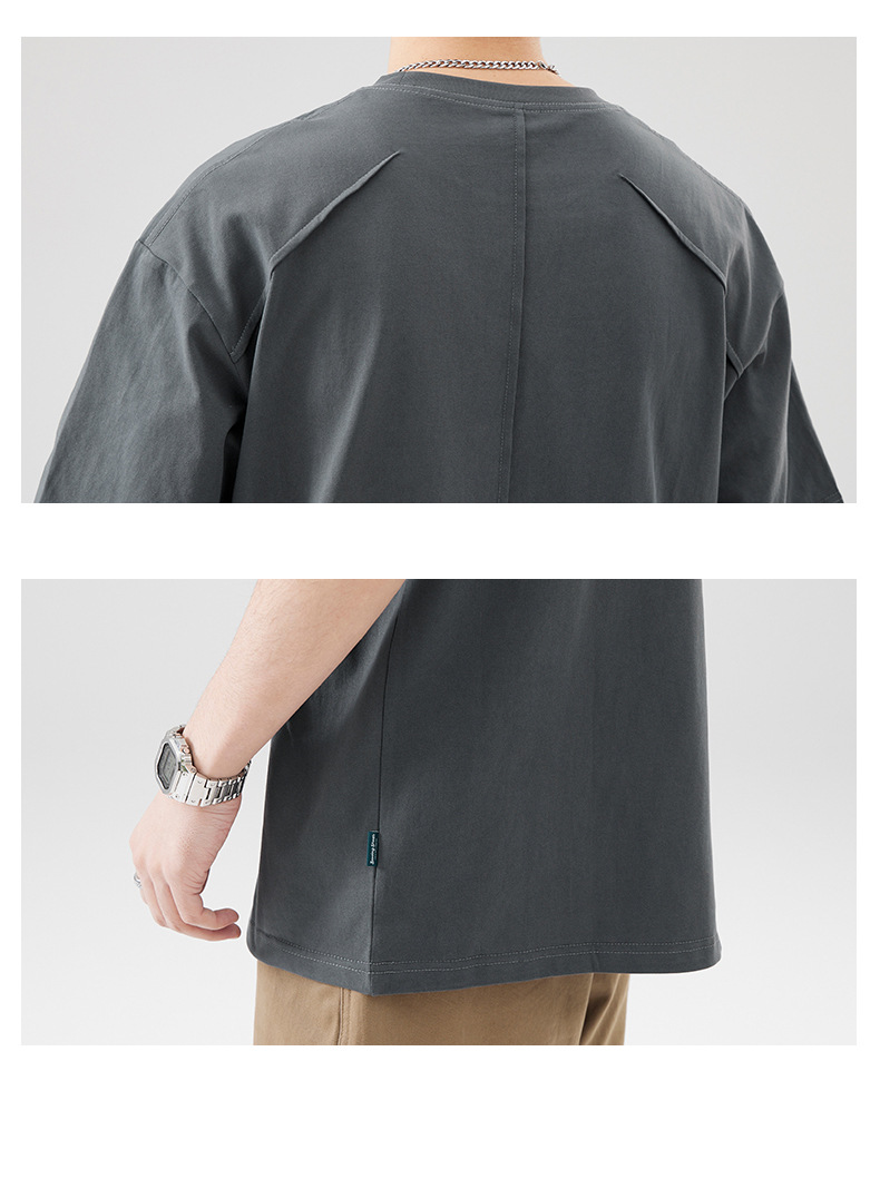 夏季体恤男女青年款百搭舒适休闲透气纯色短袖圆领宽松t恤套装详情17