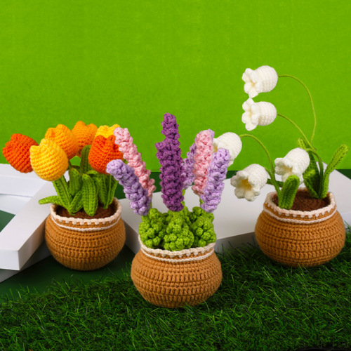 毛线钩针材料包泰迪制作DIY针织毛线团钩织玩偶编织盆栽植物详情5