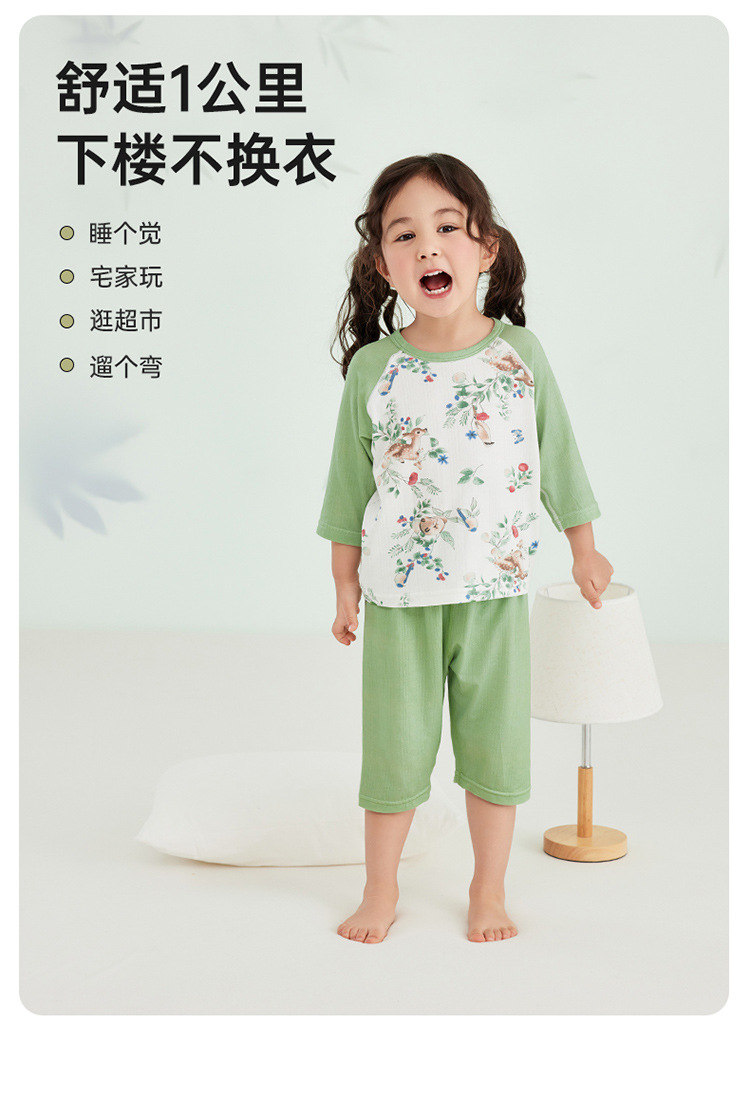 威尔贝鲁男女儿童睡衣春夏薄款婴幼儿宝宝竹棉空调家居服套装详情14