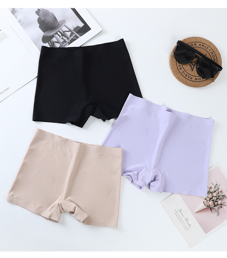 无痕冰丝一片式中腰纯色棉裆透气大码女士平角内裤女平角安全裤详情26