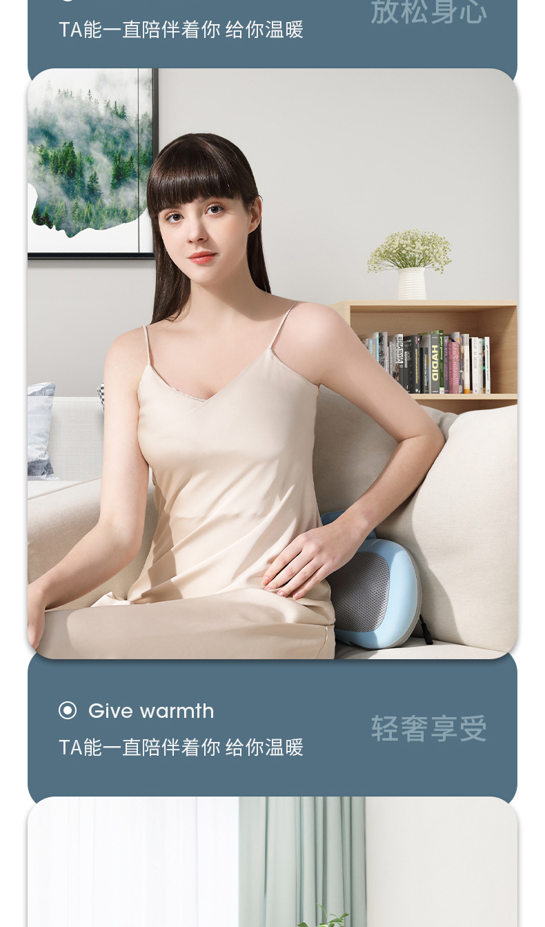 Portable and portable neck massage device, car charging, multi-functional heating for neck, shoulder and neck, home cervical massage pillow pic 30