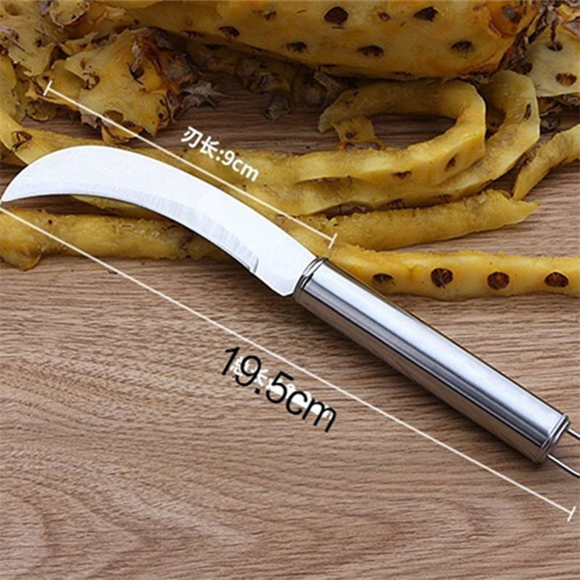 All-steel handle pineapple knife, curved knife, stainless steel peeler, eye remover, fruit knife, banana and melon knife, two-yuan supply pic 2