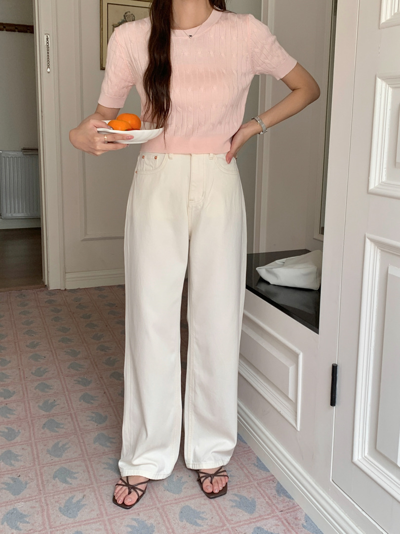 GAGD white Tencel wide-leg jeans for women, simple, loose and drape straight-leg jeans pic 20