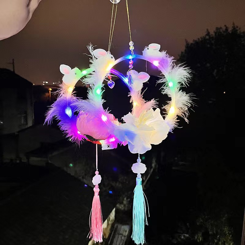 春节闪光花灯兔子玉兔炫彩元旦发光手提灯笼夜市摆摊儿童手工灯笼手提兔子宫灯详情4