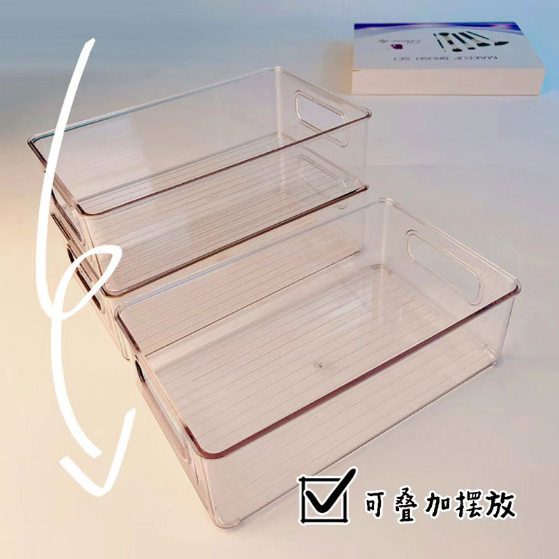 Grapefruit transparent acrylic storage box, student stationery, office desk storage basket, cosmetics drawer, household items pic 9