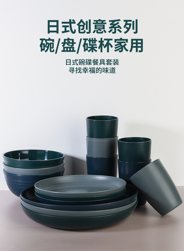 高颜值宜家餐具套装碗碟盘杯24件套塑料套装ins简约套装批发详情1