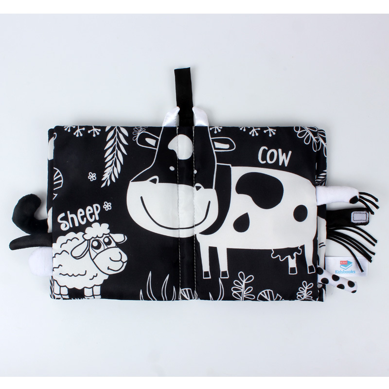 Tail cloth books, toy books, baby cloth books, sound paper enlightenment books, black and white red cloth books pic 12