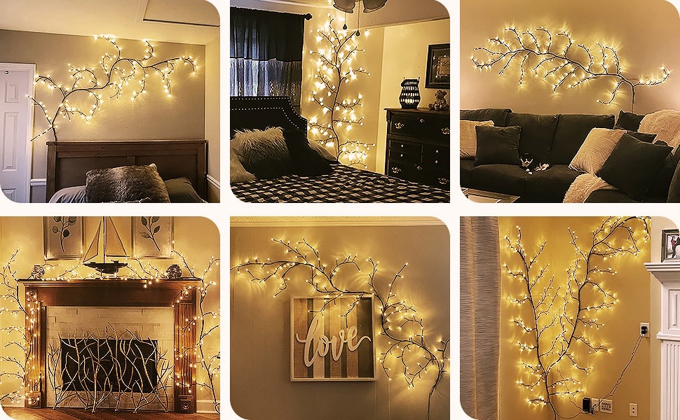 Cross-border LED flexable lámpara de rama lámpara de ratán lámpara de ambiente de habitación lámpara decorativa de pared lámpara de estilo lámpara de árbol pic 5