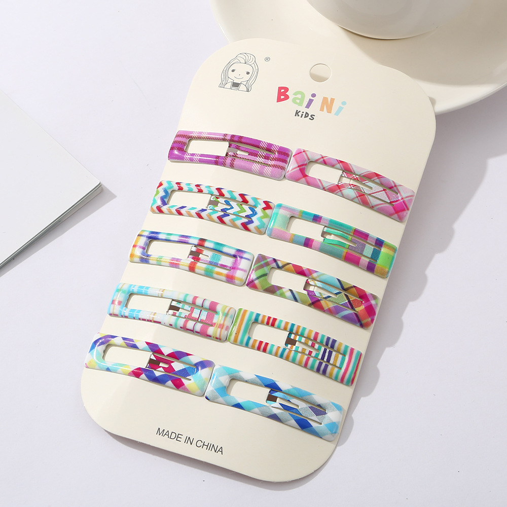 儿童发卡彩色系格纹异形bb夹女童发饰可爱宝宝刘海夹小女孩碎发夹详情6