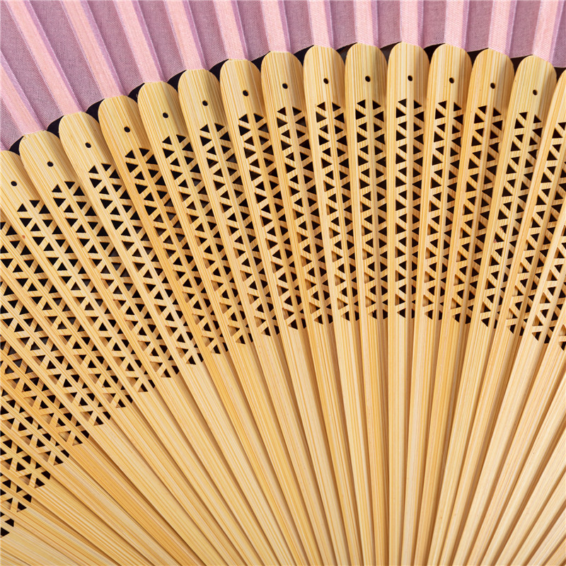 手绘牡丹雪纺扇子折扇中国风方块镂空边竹扇和风夏季日用折叠扇子详情14