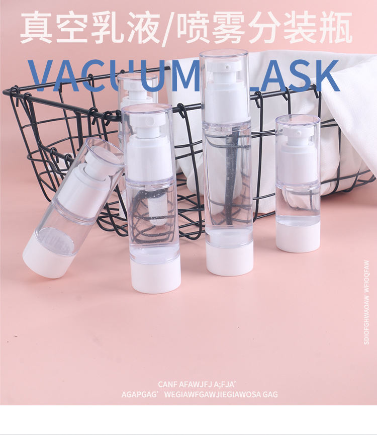 In stock: 15ml-100ml press-dispensed bottles for travel plastic lotion, spray essence, hydrosol, vacuum cosmetic bottles pic 5