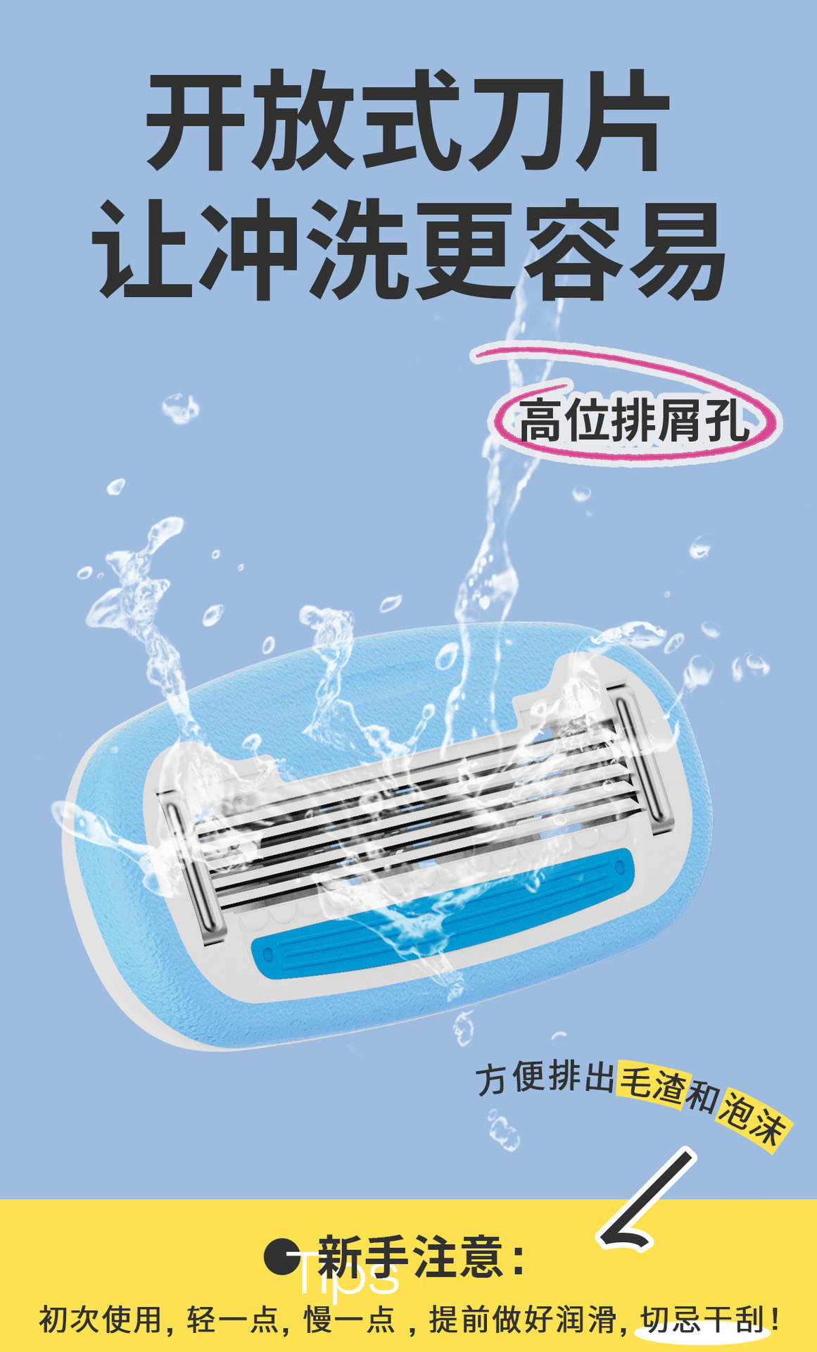 Colorlamb颜羊女士脱毛刀鲸鱼款剃毛神器进口五层护肤刀头体毛腿毛私密专用详情5